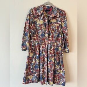 Tommy Hilfiger Multicolor Floral 3/4 Sleeve Button Dress